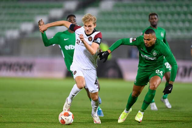 FCM s Gustav Isaksen during the UEFA Europa League Group F football match between PFC Ludogorets and FC Midtjylland on December 9, 2021 at the Ludogorets Arena in Razgrad. Photo by Alex Nicodim Ritzau Scanpix , Razgrad Copyright: RitzauxScanpix AlexxNicodimx spdk20211209-212047-L