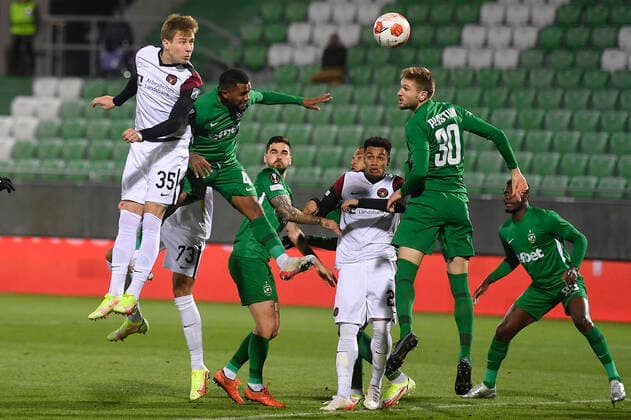 Action during the UEFA Europa League Group F football match between PFC Ludogorets and FC Midtjylland on December 9, 2021 at the Ludogorets Arena in Razgrad. Photo by Alex Nicodim Ritzau Scanpix , Razgrad Copyright: RitzauxScanpix AlexxNicodimx spdk20211209-212111-L