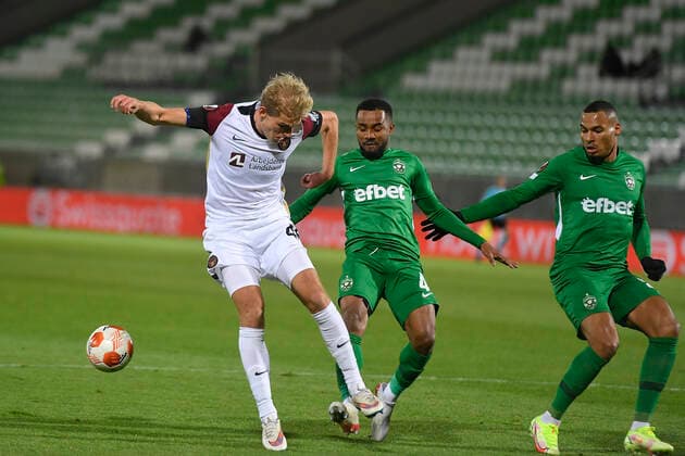 Action during the UEFA Europa League Group F football match between PFC Ludogorets and FC Midtjylland on December 9, 2021 at the Ludogorets Arena in Razgrad. Photo by Alex Nicodim Ritzau Scanpix , Razgrad Copyright: RitzauxScanpix AlexxNicodimx spdk20211209-212450-L