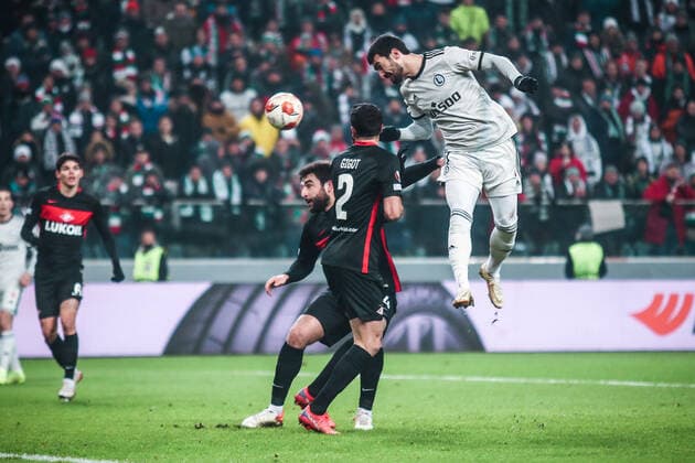 09.12.2021 Warszawa Pilka nozna Liga Europy 2021 2022, faza grupowa Legia Warszawa - Spartak Moskwa N z Mahir Emreli, Samuel Gigot Foto Adam Starszynski PressFocus 09.12.2021 Warsaw Football Europa League 2021 2022, group stage Legia Warszawa - Spartak Moscow Mahir Emreli, Samuel Gigot Credit Adam Starszynski PressFocus NEWSPIX.PL --- Newspix.pl  20211209PF_AS100