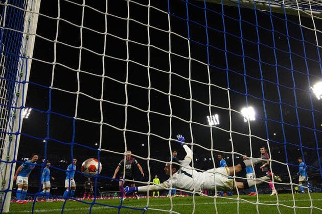 Photo Alessandro Garofalo LaPresse December 09, 2020 Naples, Italy soccer Napoli vs Leicester City - Europa League 2021 2022 - Diego Armando Maradona stadium. In the pic: Jonny Evans (Leicester City FC) goal 2-1  Copyright: xAlessandroxGarofalo LaPressex