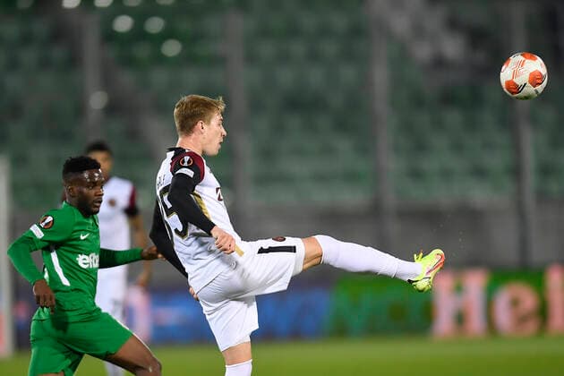 during the UEFA Europa League Group F football match between PFC Ludogorets and FC Midtjylland on December 9, 2021 at the Ludogorets Arena in Razgrad. Photo by Alex Nicodim Ritzau Scanpix , Razgrad Copyright: RitzauxScanpix AlexxNicodimx spdk20211209-213934-L