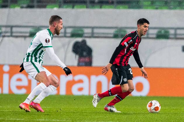 Exequiel Palacios, Ferencvaros vs Bayern Leverkusen, Uefa Europa Leafue, 09 December, 09.12.2021 Ferencvaros vs Bayern Leverkusen, Uefa Europa Leafue, 09 December, 09.12.2021 Budapest Copyright: xEIBNER NikolaxKrsticx EP_EER