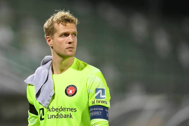 FCMs Jonas Lössl during the UEFA Europa League Group F football match between PFC Ludogorets and FC Midtjylland on December 9, 2021 at the Ludogorets Arena in Razgrad. Photo by Alex Nicodim Ritzau Scanpix , Razgrad Copyright: RitzauxScanpix AlexxNicodimx spdk20211209-220505-L