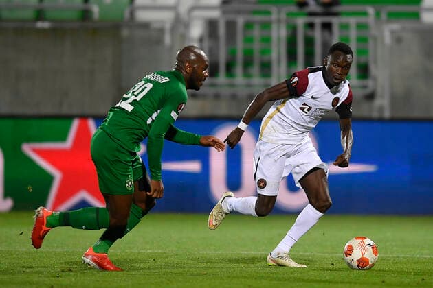 FCMs Pione sisto during the UEFA Europa League Group F football match between PFC Ludogorets and FC Midtjylland on December 9, 2021 at the Ludogorets Arena in Razgrad. Photo by Alex Nicodim Ritzau Scanpix , Razgrad Copyright: RitzauxScanpix AlexxNicodimx spdk20211209-220601-L