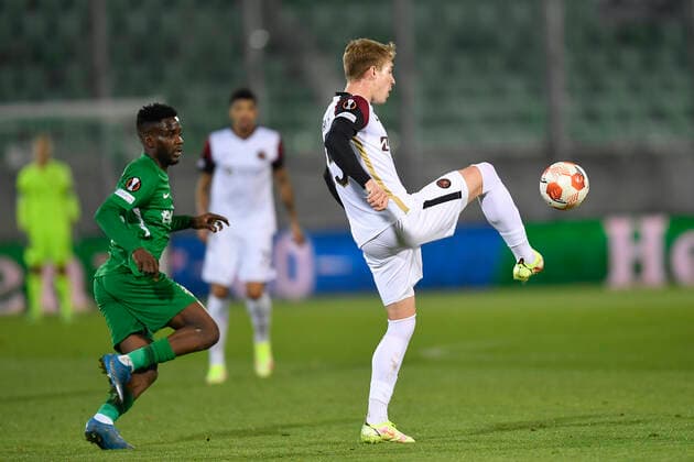 during the UEFA Europa League Group F football match between PFC Ludogorets and FC Midtjylland on December 9, 2021 at the Ludogorets Arena in Razgrad. Photo by Alex Nicodim Ritzau Scanpix , Razgrad Copyright: RitzauxScanpix AlexxNicodimx spdk20211209-220800-L