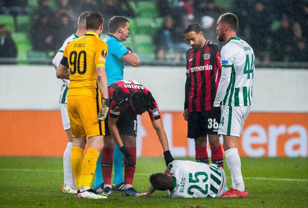 Nadiem Amiri, Karim Bellarabi Ferencvaros vs Bayern Leverkusen, Uefa Europa Leafue, 09 December, 09.12.2021 Ferencvaros vs Bayern Leverkusen, Uefa Europa Leafue, 09 December, 09.12.2021 Budapest Copyright: xEIBNER NikolaxKrsticx EP_EER