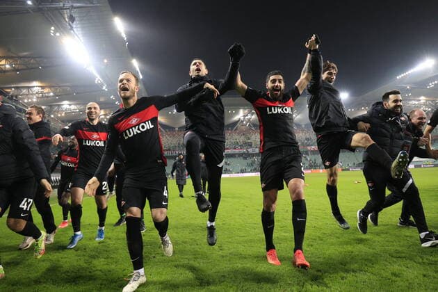 WARSAW, POLAND, DECEMBER 9, 2021. The 2021 22 UEFA Europa League. Football match between Legia (Warsaw) vs Spartak (Moscow) at the Marshall Jozef PiÅ‚sudski s Municipal Stadium of Legia Warsaw. FC Spartak won 0:1. Photo by Stupnikov Alexander FC Spartak StupnikovxAlexander
