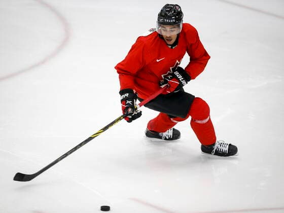 December 11, 2021, Calgary, AB, CANADA: Justin Sourdif skates during a practice at the Canadian World Junior Hockey Championships selection camp in Calgary, Alta., Saturday, Dec. 11, 2021. Justin Sourdif  - ZUMAc35_ 20211211_zaf_c35_031 Copyright: xJeffxMcintoshx