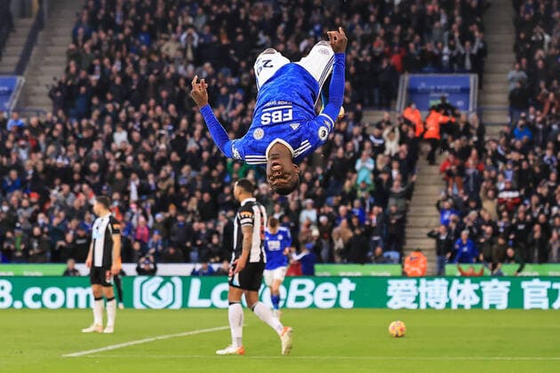 Sport Themen der Woche KW49 Sport Bilder des Tages Premier League Leicester City v Newcastle United Patson Daka 29 of Leicester City celebrates his goal to make it 2-0 Copyright: xMarkxCosgrove NewsxImagesx