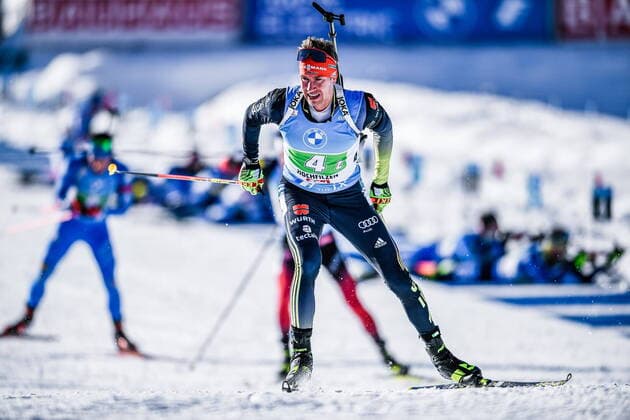 12.12.2021, Biathlonarena, Hochfilzen, AUT, IBU Weltcup Biathlon, Staffel, Herren, im Bild Johannes Kuehn (GER) Johannes Kuehn of Germany during the men relay competition of BMW IBU Biathlon World Cup at the Biathlonarena in Hochfilzen, Austria on 2021 12 12.
