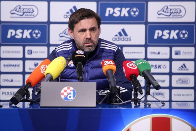 GNK Dinamo Zagreb Drawn Against Sevilla in UEFA Europa League Playy-Off Round Head coach of GNK Dinamo Zeljko Kopic speaks on a press conference, PK, Pressekonferenz after the UEFA Europa League knockout round play-off draw has been made, on December 13, 2021, in Zagreb, Croatia. GNK Dinamo Zagreb will play against Sevilla FC on February 17th and the return leg on the 24th February. GoranxStanzl PIXSELL