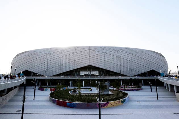 FIFA Fußball WM 2022, Education City Stadium Education Stadion FIFA Arab Cup 2021 in Qatar Spiel Oman - Katar 1 : 2 im Education Stadion am 03.12.2021 in Ar Rayyan in Katar *** Education Stadium FIFA Arab Cup 2021 in Qatar Match Oman Qatar 1 2 at Education Stadium on 03 12 2021 at Ar Rayyan in Qatar