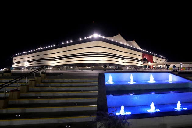 AL BAYT Stadion FIFA Arab Cup 2021 in Qatar Eroeffnungsstadion AL Bayt Spiel Katar - Iraq 3 : 0 am 06.12.2021 in Al Chaur in Katar *** AL BAYT Stadium FIFA Arab Cup 2021 in Qatar Opening Stadium AL Bayt Match Qatar Iraq 3 0 on 06 12 2021 in Al Chaur in Qatar