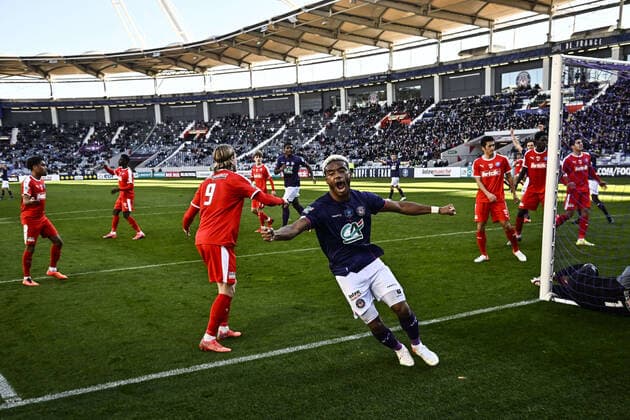 2eme but et joie Ado Onaiwu (tfc) FOOTBALL : Toulouse vs Nimes - 32eme de Finale de Coupe de France - Toulouse - Le 18 12 2021 ThierryBreton Panoramic 