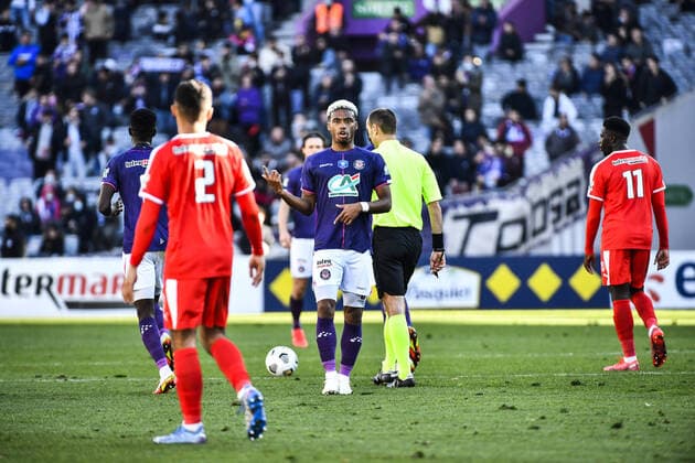 But et joie Ado Onaiwu (tfc) FOOTBALL : Toulouse vs Nimes - 32eme de Finale de Coupe de France - Toulouse - Le 18 12 2021 ThierryBreton Panoramic 