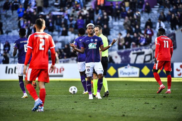 But et joie Ado Onaiwu (tfc) FOOTBALL : Toulouse vs Nimes - 32eme de Finale de Coupe de France - Toulouse - Le 18 12 2021 ThierryBreton Panoramic 