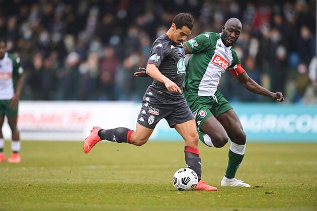 but de Wissam Ben Yedder (Monaco) vs Cheick Ndoye (Red Star) FOOTBALL : Red Star vs as Monaco - 1 32e finale coupe de France - 19 12 2021 JBAutissier Panoramic 