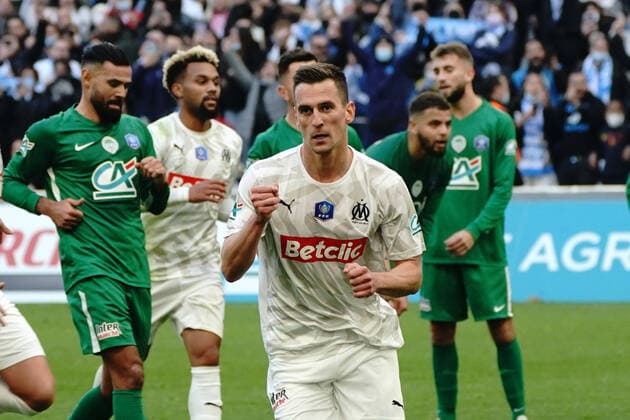 Fußball, Coupe de France, Olympique Marseille - ES Cannet Rocheville Joie - Krystian Arkadiusz Milik (Olympique de Marseille) FOOTBALL : OM vs Cannet Rocheville - 32 eme de finale de Coupe de France - Marseille - 19 12 2021 NorbertScanella Panoramic 