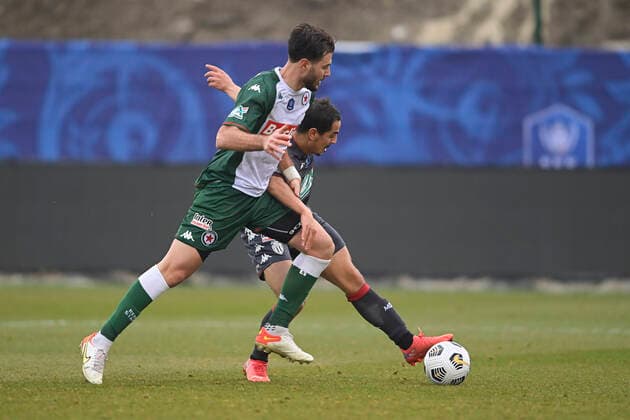 but de Wissam Ben Yedder (Monaco) vs Strephane Sparagna (Red Star) FOOTBALL : Red Star vs as Monaco - 1 32e finale coupe de France - 19 12 2021 JBAutissier Panoramic 