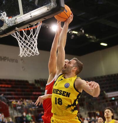 Ludwigsburg , Basketball Champions League MHP Riesen Ludwigsburg vs BC Prometey , Jonas Wohlfarth-Bottermann ( Riesen )