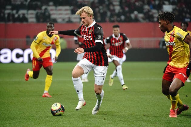 Kasper Dolberg (OGC Nice) FOOTBALL : OGC Nice vs RC lens - Ligue 1 Uber Eats - Nice -22 12 2021 NorbertScanella Panoramic 