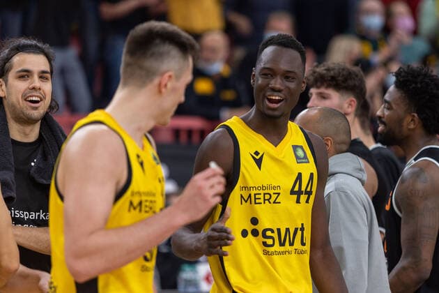 Bakary Dibba (Tigers Tuebingen, 44) Tigers Tuebingen vs. wiha Panthers Schwenningen, 2. Basketball Bundesliga, Pro A, Barmer 2 Basketball, 15. Spieltag , Spielzeit 2021 2022, 23.12.2021 Tigers Tuebingen vs wiha Panthers Schwenningen, 2. Basketball Bundesliga, Pro A, Barmer 2 Basketball, 15. Spieltag, Spielzeit 2021 2022, 23.12.2021 Tuebingen Copyright: xNinaxSanderx xEibnerxPressefotox EP_NSR