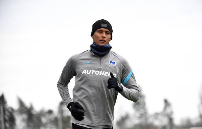 Sport Bilder des Tages Fussball, Herren, Saison 2021 2022, Hertha BSC, Training, Davie Selke (Hertha BSC), 31.12. 2021, *** Football, men, 2021 2022 season, Hertha BSC, training, Davie Selke Hertha BSC , 31 12 2021, Copyright: xSebastianxRäppold MatthiasxKochx