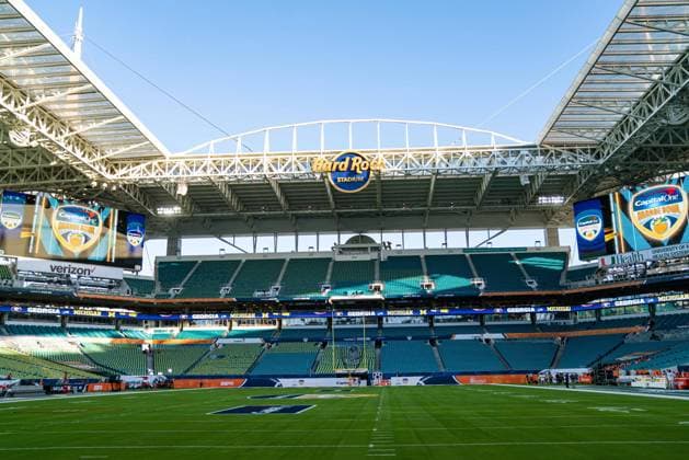 A general view of the field before the Capital One Orange Bowl NCAA, College League, USA College Football Playoff game between Georgia and Michigan on Friday December 31, 2021 at Hard Rock Stadium in Miami Gardens, FL. CSM Miami Gardens United States of America - ZUMAc04_ 20211231_zaf_c04_058 Copyright: xJacobxKupfermanx