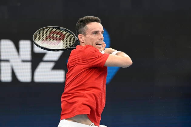 1st January 2022; Ken Rosewall Arena, Sydney, New South Wales, Australia; ATP, Tennis Herren Cup Australia, Sydney, Day 1 Chile versus Spain; Roberto Bautista Agut of Spain watches his forehand return to Cristian Garin of Chile  ActionPlus12351892 NigelxOwen