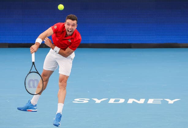 TENNIS ATP, Tennis Herren CUP, Roberto Bautista Agut of Team Spain serves during his match against Cristian Garin of Team Chile during Day 1 of the ATP Cup tournament at Ken Rosewall Arena in Sydney, Saturday, January 1, 2022. ( NO ARCHIVING, EDITORIAL USE ONLY, NO USE IN BOOKS WITHOUT CONSENT SYDNEY NSW AUSTRALIA  Copyright: xDAVIDxGRAYx 20220101001610093144
