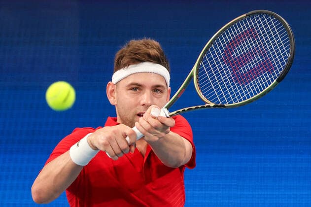 TENNIS ATP, Tennis Herren CUP, Filip Krajinovic of Team Serbia hits a shot during his match against Viktor Durasovic of Team Norway during Day 1 of the ATP Cup tournament at Ken Rosewall Arena in Sydney, Saturday, January 1, 2022. ( NO ARCHIVING, EDITORIAL USE ONLY, NO USE IN BOOKS WITHOUT CONSENT SYDNEY NSW AUSTRALIA  Copyright: xDAVIDxGRAYx 20220101001610117411