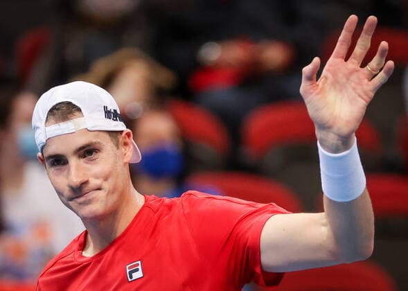 TENNIS ATP, Tennis Herren CUP, John Isner of Team USA reacts after defeating Brayden Schnur of Team Canada on day 2 of the ATP Cup tennis tournament at Qudos Arena in Sydney, Sunday, January 2, 2022. ( NO ARCHIVING, EDITORIAL USE ONLY, NO USE IN BOOKS WITHOUT CONSENT SYDNEY NSW AUSTRALIA  Copyright: xDAVIDxGRAYx 20220102001610258553