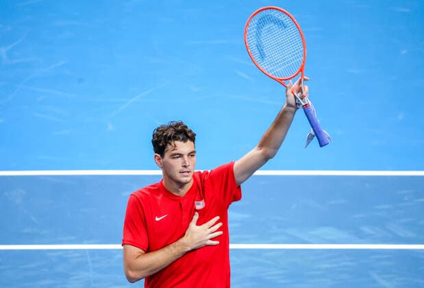TENNIS ATP, Tennis Herren CUP, Taylor Fritz of Team USA reacts after winning his match against Felix Auger-Aliassime of Team Canada on day 2 of the ATP Cup tennis tournament at Qudos Arena in Sydney, Sunday, January 2, 2022. ( NO ARCHIVING, EDITORIAL USE ONLY, NO USE IN BOOKS WITHOUT CONSENT SYDNEY NSW AUSTRALIA  Copyright: xDAVIDxGRAYx 20220102001610277080