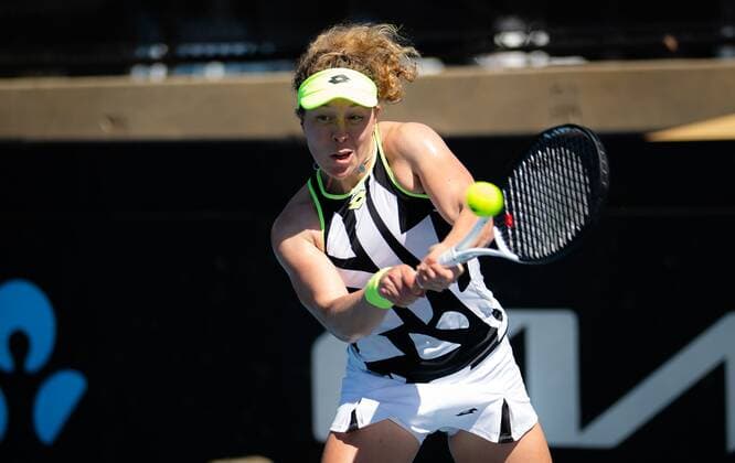 Mandatory Credit: Photo by Rob Prange Shutterstock (12683187bk) Anna-Lena Friedsam of Germany in action during the first qualifications round of the 2022 Adelaide International WTA, Tennis Damen 500 tennis tournament Adelaide International, Tennis, Memorial Drive Tennis Centre, Adelaide, Australia - 02 Jan 2022 Adelaide International, Tennis, Memorial Drive Tennis Centre, Adelaide, Australia - 02 Jan 2022  Copyright: xRobxPrange Shutterstockx 12683187bk