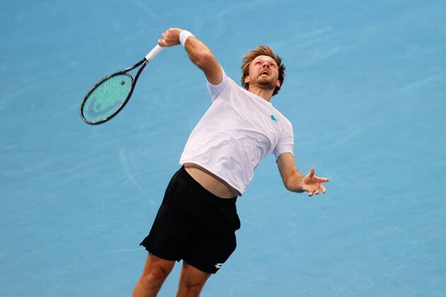 Kevin Krawietz of Team Germany serves in the doubles against Great Britain during the ATP, Tennis Herren Cup at Qudos Bank Arena, Sydney Olympic Park Tennis Centre, Sydney, Australia on 2 January 2022. Copyright: xPeterxDovganx 30460158