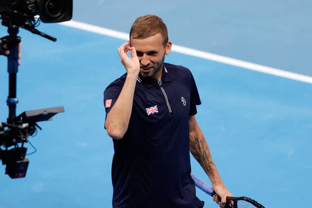 Daniel Evans of Team Great Britain celebrate defeating Alexander Zverev and Kevin Krawietz of Team Germany during the ATP, Tennis Herren Cup at Qudos Bank Arena, Sydney Olympic Park Tennis Centre, Sydney, Australia on 2 January 2022. Copyright: xPeterxDovganx 30460175
