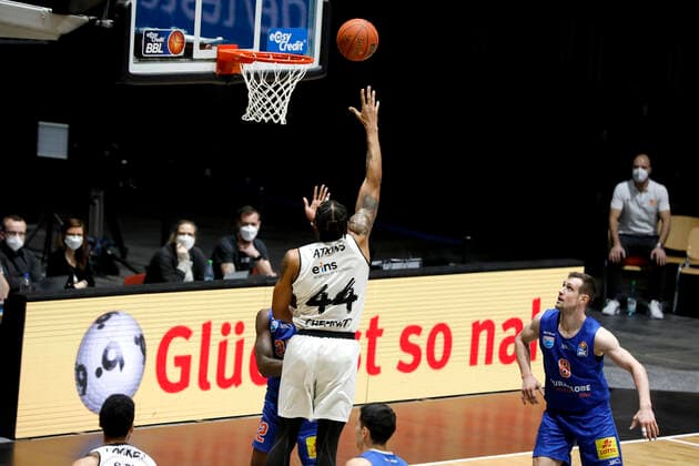 02.01.2022, easyCredit Basketball Bundesliga, BBL, Saison 2021 2022, Herren, Chemnitz Niners - Syntainics MBC Darion Atkins, Niners Chemnitz Chemnitz Messe Chemnitz Sachsen Germany