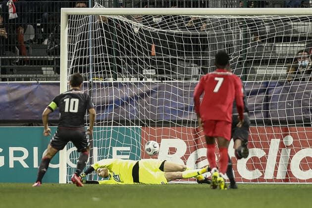 But sur penalty de Wissam Ben Yedder (AS Monaco) FOOTBALL : 16e finale de la Coupe de France - Quevilly-Rouen vs AS Monaco - 02 01 2022 AurelienMorissard Panoramic 
