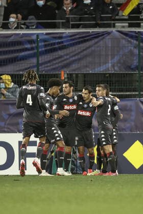 Joie des joueurs de l AS Monaco apres le but de Wissam Ben Yedder (AS Monaco) FOOTBALL : 16e finale de la Coupe de France - Quevilly-Rouen vs AS Monaco - 02 01 2022 AurelienMorissard Panoramic 
