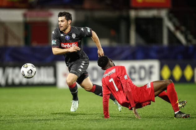 Kevin Volland (AS Monaco) FOOTBALL : 16e finale de la Coupe de France - Quevilly-Rouen vs AS Monaco - 02 01 2022 AurelienMorissard Panoramic 