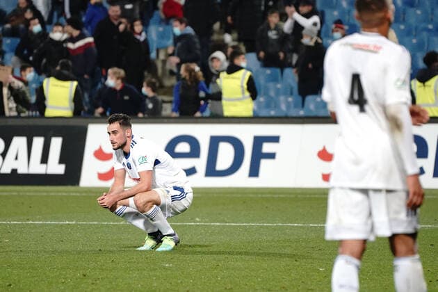 Deception - Lucas Perrin (Strasbourg) FOOTBALL : Montpellier vs Strasbourg - 16eme de finale de coupe de France - Montpellier - 02 01 2022 NorbertScanella Panoramic 