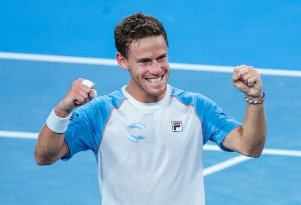 TENNIS ATP, Tennis Herren CUP, Diego Schwartzman of Team Argentina reacts after winning his match against Stefanos Tsitsipas of Team Greece on day 3 of the ATP Cup tennis tournament at Qudos Arena in Sydney, Monday, January 3, 2022. ( NO ARCHIVING, EDITORIAL USE ONLY, NO USE IN BOOKS WITHOUT CONSENT SYDNEY NSW AUSTRALIA  Copyright: xDAVIDxGRAYx 20220103001610532291