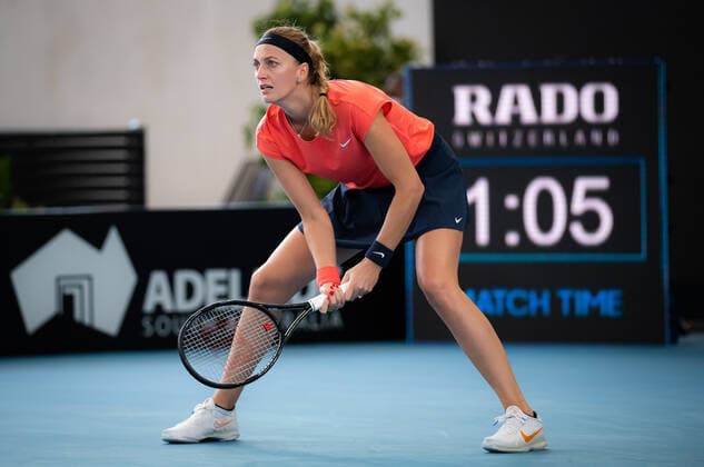 January 3, 2022, ADELAIDE, AUSTRALIA: Petra Kvitova of the Czech Republic in action during the first round of the 2022 Adelaide International WTA, Tennis Damen 500 tennis tournament against Priscilla Hon of Australia ADELAIDE AUSTRALIA - ZUMAa181 20220103_zaa_a181_165 Copyright: xRobxPrangex