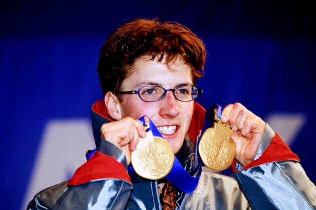AMMANN Simon Team SUI 1.Platz Olympiasieger Skispringen K 120 bei der Siegerehrung Olympische Winterspiele 2002 Salt Lake City USA am 13. 02. 2002 in Salt Lake City *** AMMANN Simon Team SUI 1 Place Olympic Champion Ski Jumping K 120 at the Award Ceremony Olympic Winter Games 2002 Salt Lake City USA on 13 02 2002 in Salt Lake City