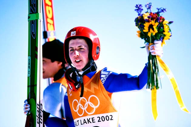 AMMANN Simon Team SUI 1.Platz Olympiasieger Skispringen K 120 Olympische Winterspiele 2002 Salt Lake City USA am 13. 02. 2002 in Salt Lake City *** AMMANN Simon Team SUI 1 Place Olympic Champion Ski Jumping K 120 Olympic Winter Games 2002 Salt Lake City USA on 13 02 2002 in Salt Lake City
