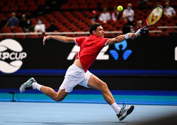 Mandatory Credit: Photo by James Gourley Shutterstock (12683878e) Kamil Majchrzak of Team Poland in action during the ATP, Tennis Herren Cup Group Match against Team Argentina ATP Cup, Tennis, Qudos Bank Arena, Sydney, Australia - 05 Jan 2022 ATP Cup, Tennis, Qudos Bank Arena, Sydney, Australia - 05 Jan 2022  Copyright: xJamesxGourley Shutterstockx 12683878e