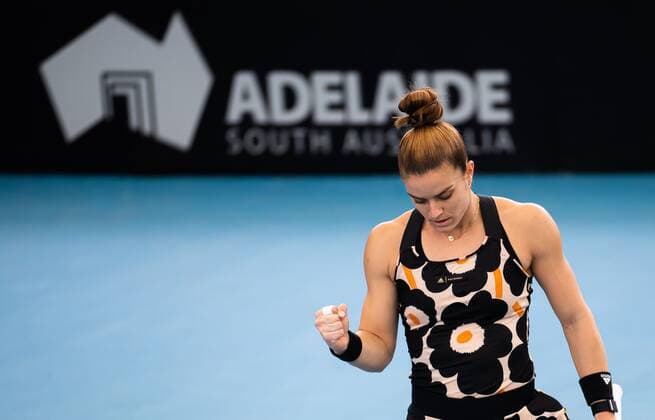 Mandatory Credit: Photo by Rob Prange Shutterstock (12683872ax) Maria Sakkari of Greece in action during the second round of the 2022 Adelaide International WTA, Tennis Damen 500 tennis tournament Adelaide International, Tennis, Memorial Drive Tennis Centre, Adelaide, Australia - 05 Jan 2022 Adelaide International, Tennis, Memorial Drive Tennis Centre, Adelaide, Australia - 05 Jan 2022  Copyright: xRobxPrange Shutterstockx 12683872ax