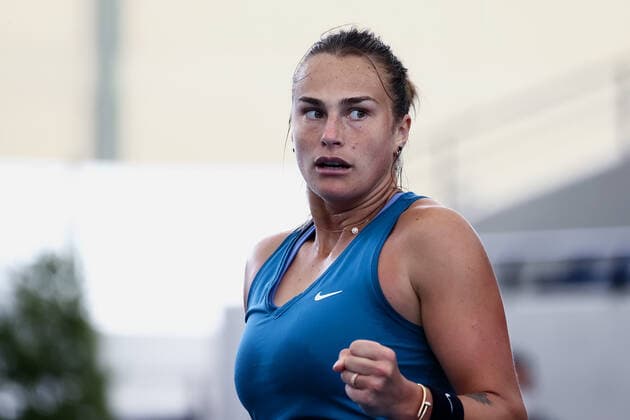 ADELAIDE, AUSTRALIA - JANUARY 05: Aryna Sabalenka of Belarus reacts on a point during the WTA, Tennis Damen singles match between Kaja Juvan of Slovenia and Aryna Sabalenka of Belarus on day three of the Adelaide International tennis tournament at Memorial Drive on January 05, 2022 in Adelaide, Australia. (Photo by Peter Mundy Speed Media Icon Sportswire) TENNIS: JAN 05 Adelaide International Icon220105046