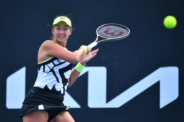 TENNIS MELBOURNE SUMMER SET, Lesley Pattinama Kerkhove of the Netherlands in action during their match against Seone Mendez of Australia on Day 3 of the Melbourne Summer Set tennis tournament at Melbourne Park in Melbourne, Wednesday, January 5, 2022. ( NO ARCHIVING, EDITORIAL USE ONLY, NO USE IN BOOKS WITHOUT CONSENT MELBOURNE VIC AUSTRALIA  Copyright: xJAMESxROSSx 0146944574st